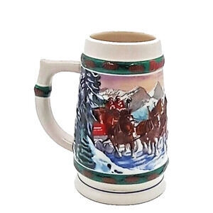Budweiser 1993 Holiday Beer Steins Clydesdale Ceramarte Mug